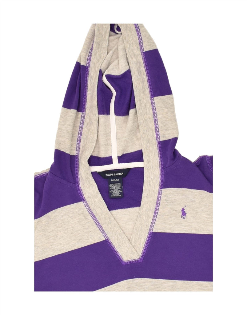 RALPH LAUREN Boys Hoodie Jumper 8-9 Years Medium  Purple Striped Cotton | Vintage Ralph Lauren | Thrift | Second-Hand Ralph Lauren | Used Clothing | Messina Hembry 