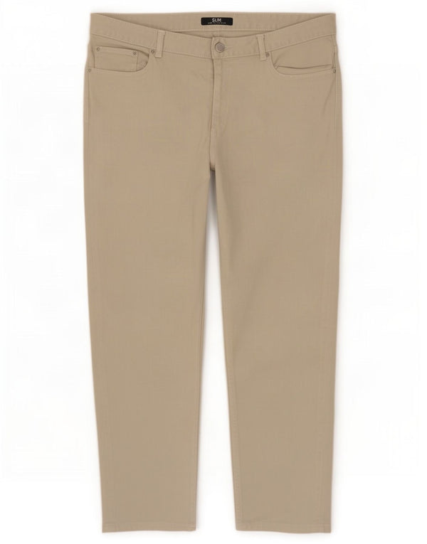 Marks & Spencer Womens Cropped Jeans UK 16 Large W34 L25 Beige Cotton