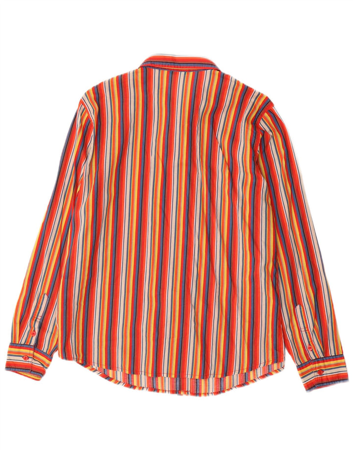 BENETTON Womens Shirt UK 14 Medium Multicoloured Striped Cotton
