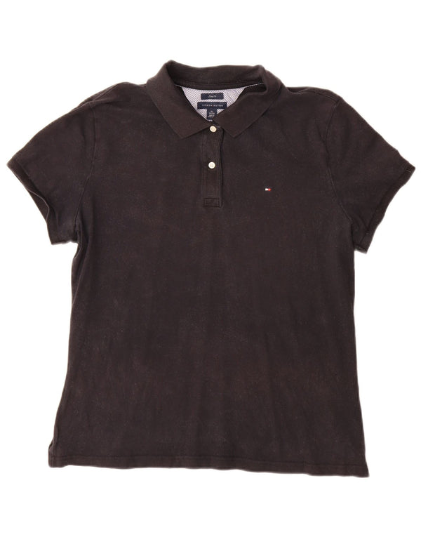 Tommy Hilfiger Womens Slim Fit Polo Shirt UK 18 XL Black Cotton