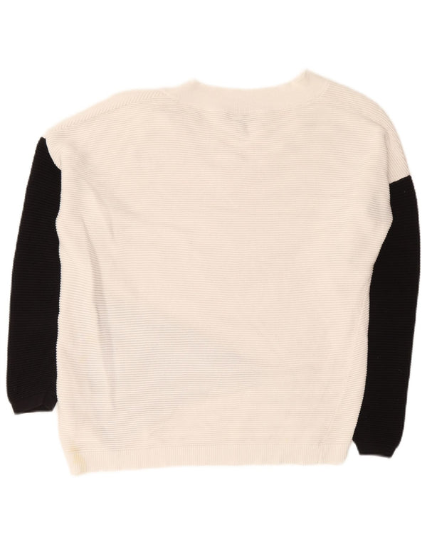 Phase Eight Womens V-Neck Jumper Sweater UK 10 Small White Colourblock