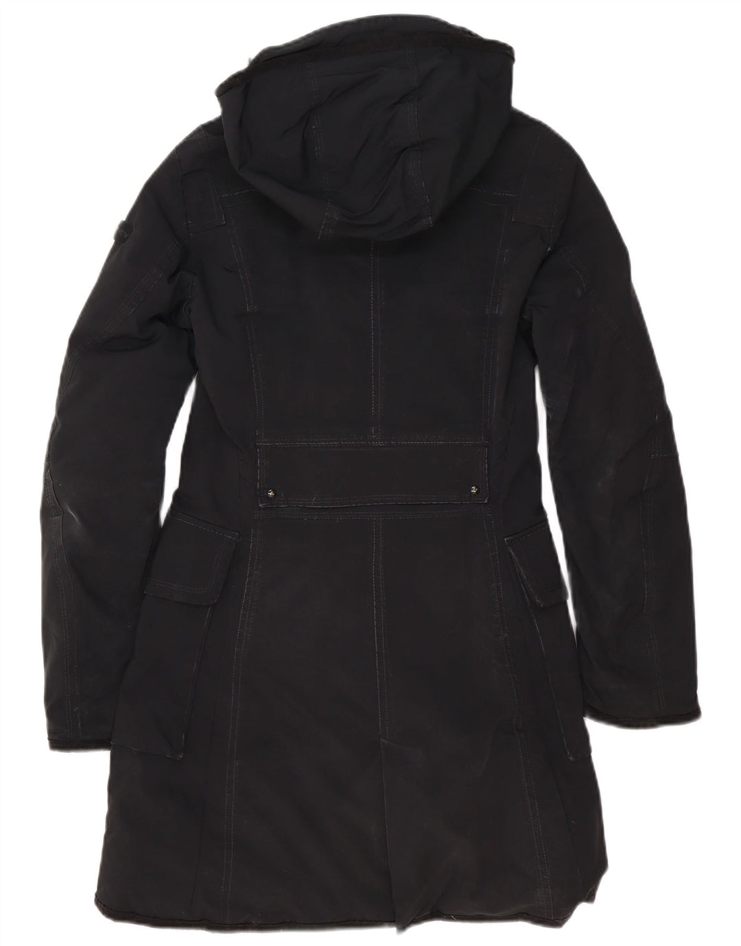 PEUTEREY Womens Hooded Padded Coat IT 42 Medium Black Polyester