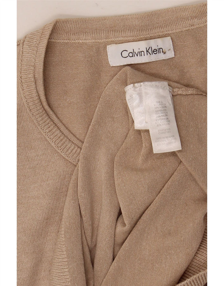 Calvin Klein Womens Vest Top UK 12 Medium Beige Rayon