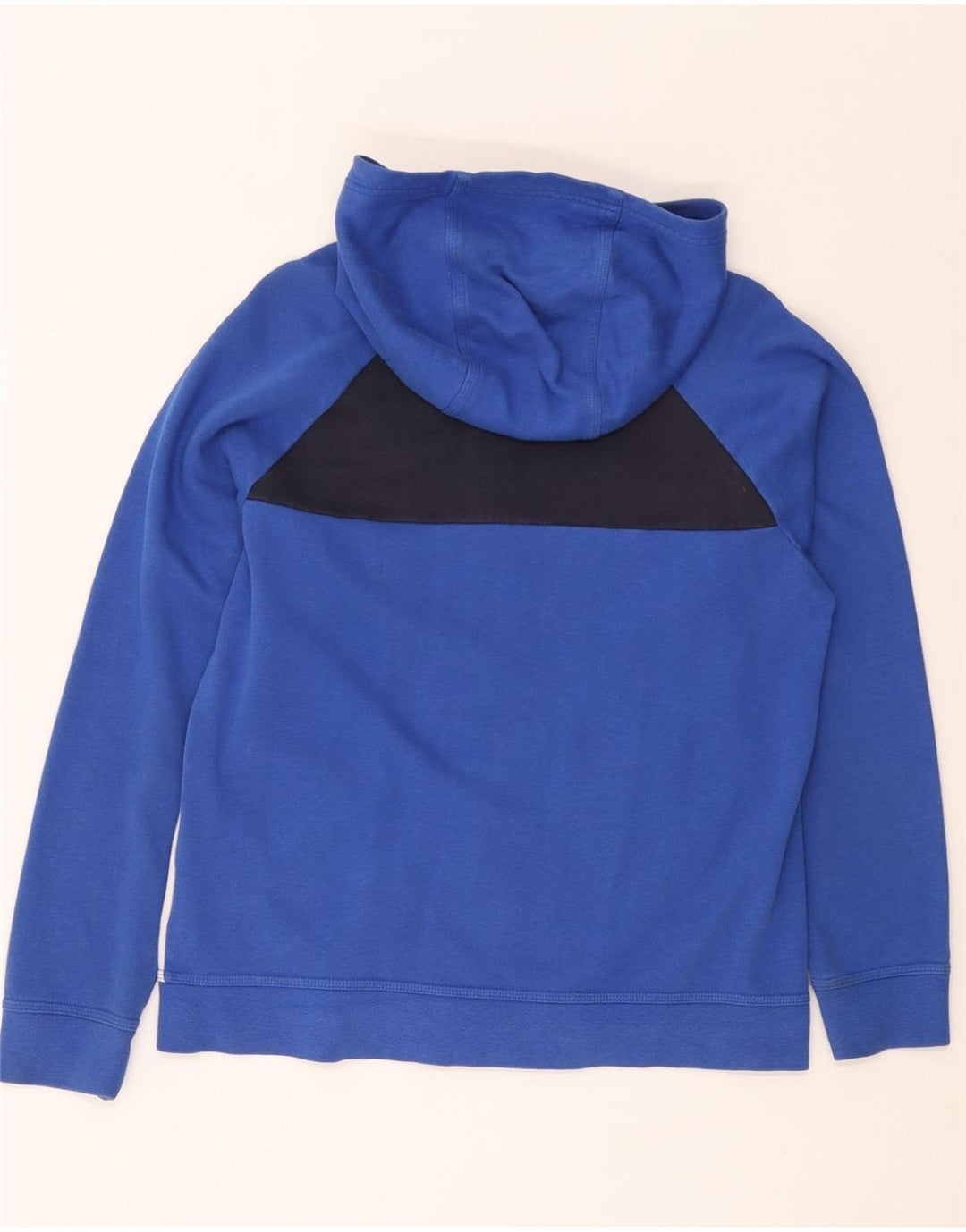 NIKE Boys Zip Hoodie Sweater 13-14 Years XL Blue Colourblock Cotton