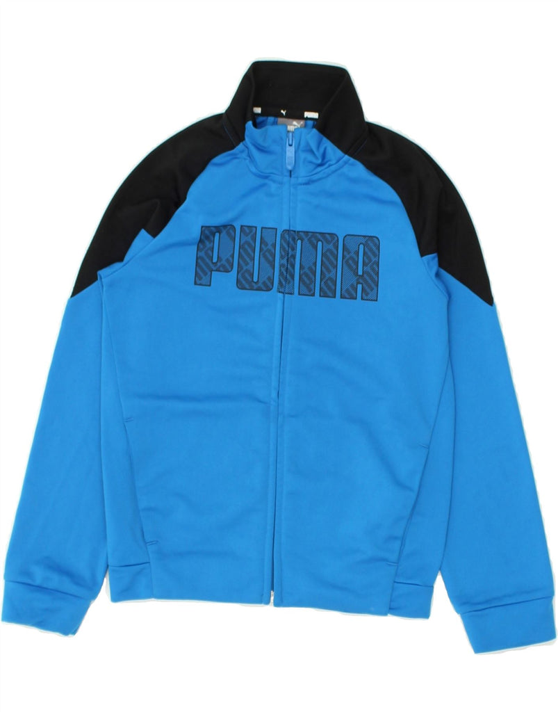 PUMA Boys Graphic Tracksuit Top Jacket 7-8 Years Blue Colourblock | Vintage Puma | Thrift | Second-Hand Puma | Used Clothing | Messina Hembry 