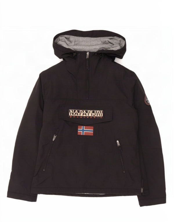 Napapijri Mens Geographic Graphic Hooded Anorak Jacket UK 42 XL Black Nylon