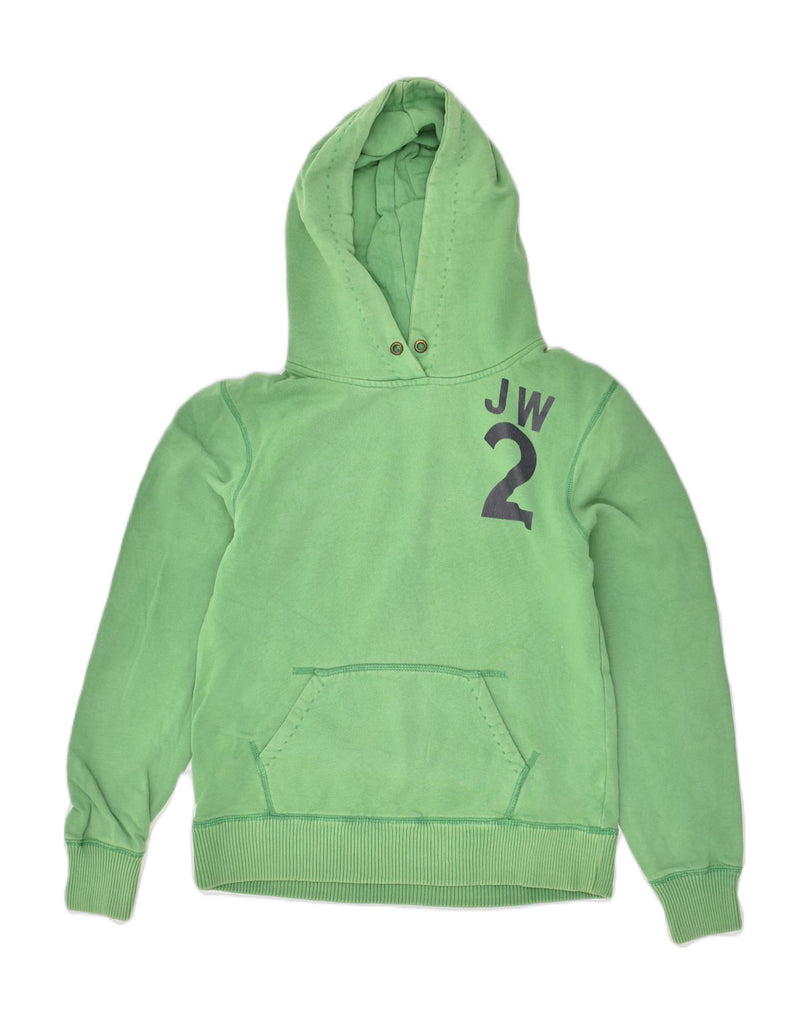 JACK WILLS Womens Graphic Hoodie Jumper UK 12 Medium Green Cotton | Vintage Jack Wills | Thrift | Second-Hand Jack Wills | Used Clothing | Messina Hembry 