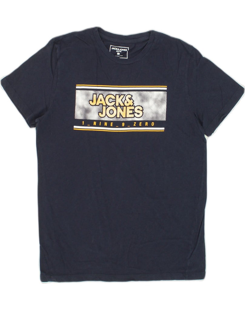 JACK & JONES Mens Graphic T-Shirt Top Medium Navy Blue Cotton | Vintage Jack & Jones | Thrift | Second-Hand Jack & Jones | Used Clothing | Messina Hembry 