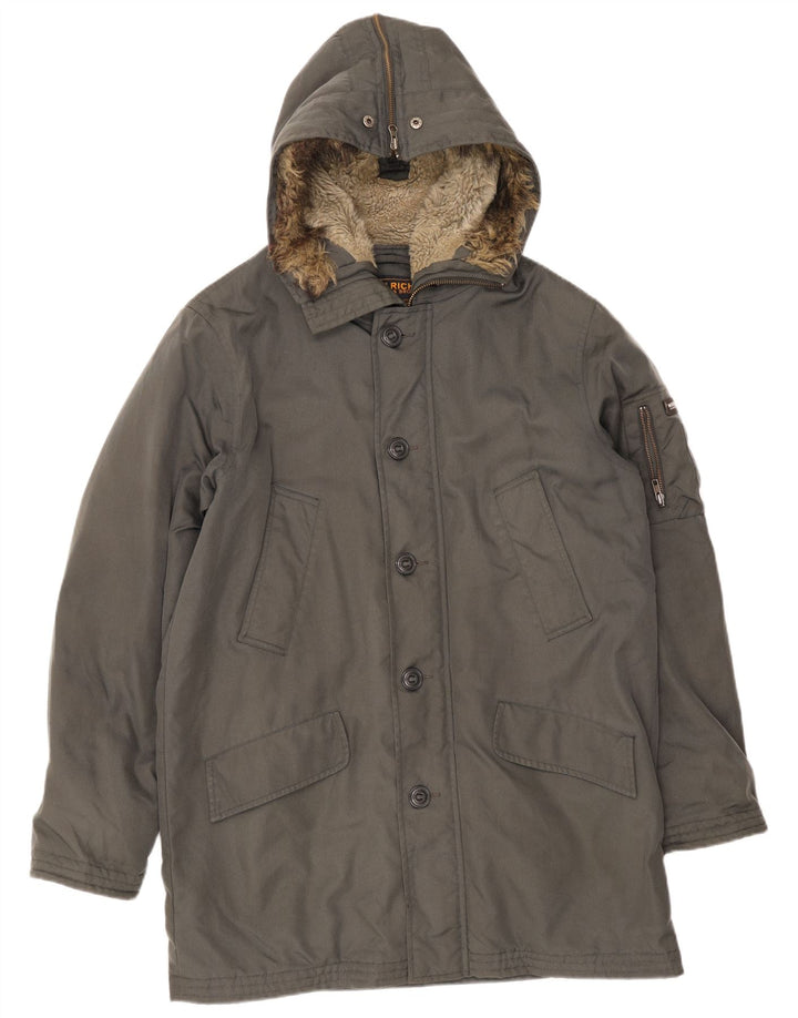 Woolrich Mens Hooded Parka Jacket UK 40 Large Grey