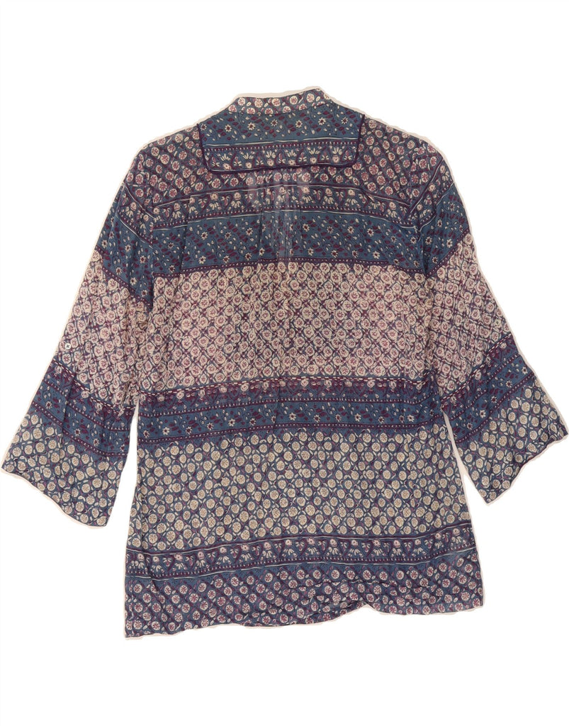 MASSIMO DUTTI Womens 3/4 Sleeve Blouse Top EU 38 Small Blue Floral Cotton Vintage Massimo Dutti and Second-Hand Massimo Dutti from Messina Hembry 