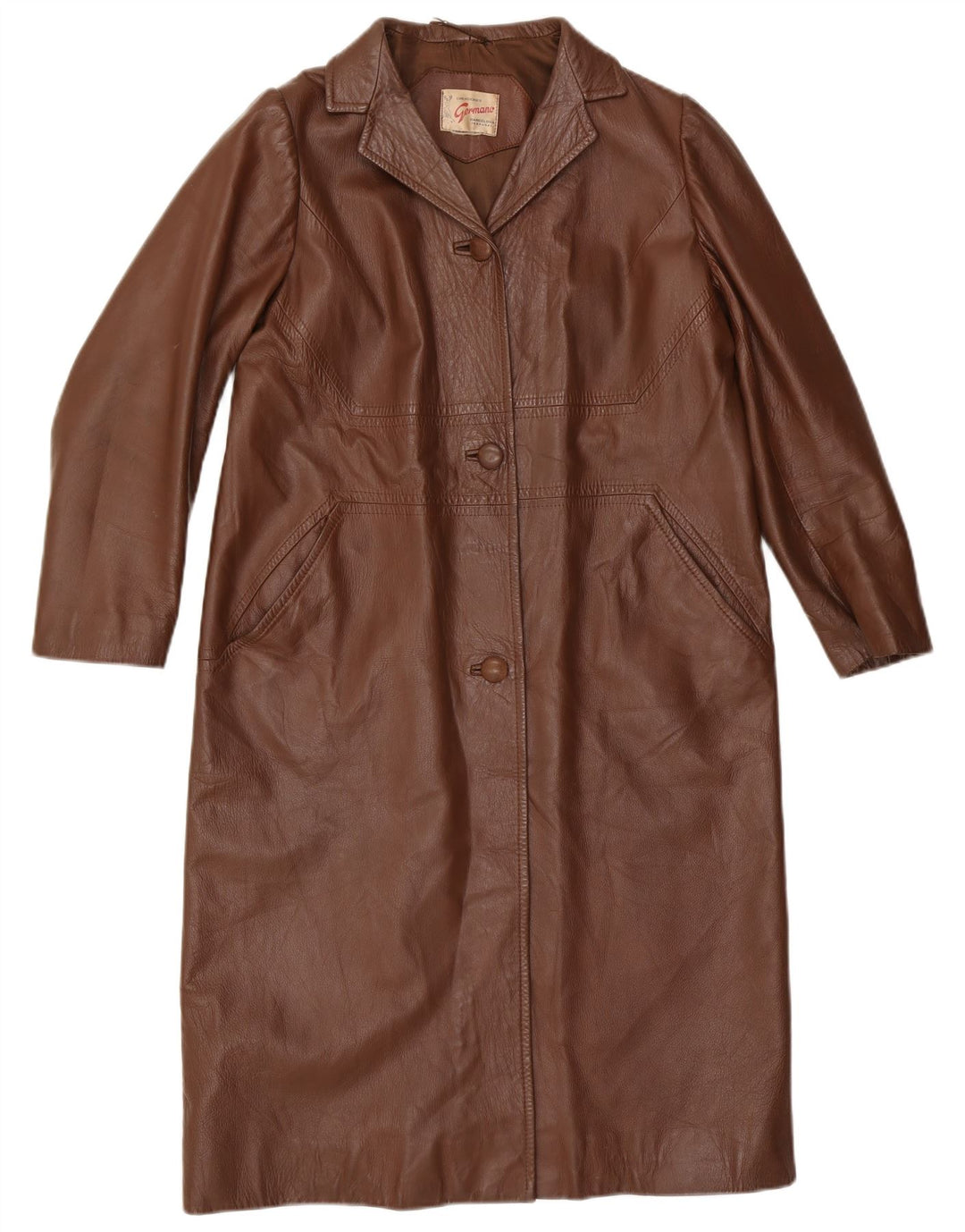 Germano Womens Leather Coat UK 14 Medium Brown