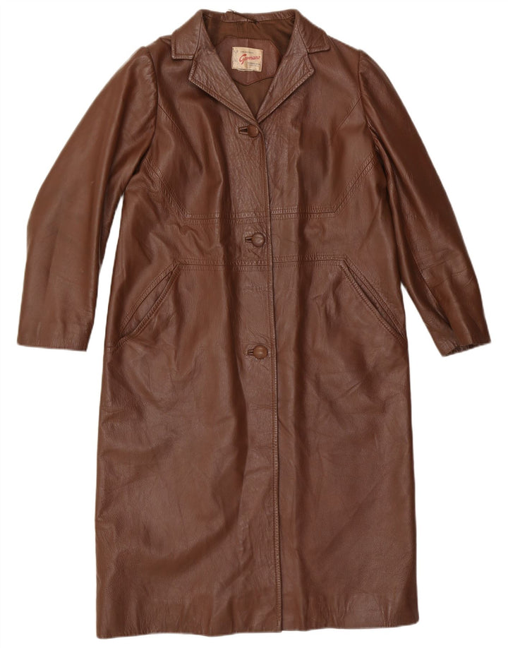 Germano Womens Leather Coat UK 14 Medium Brown