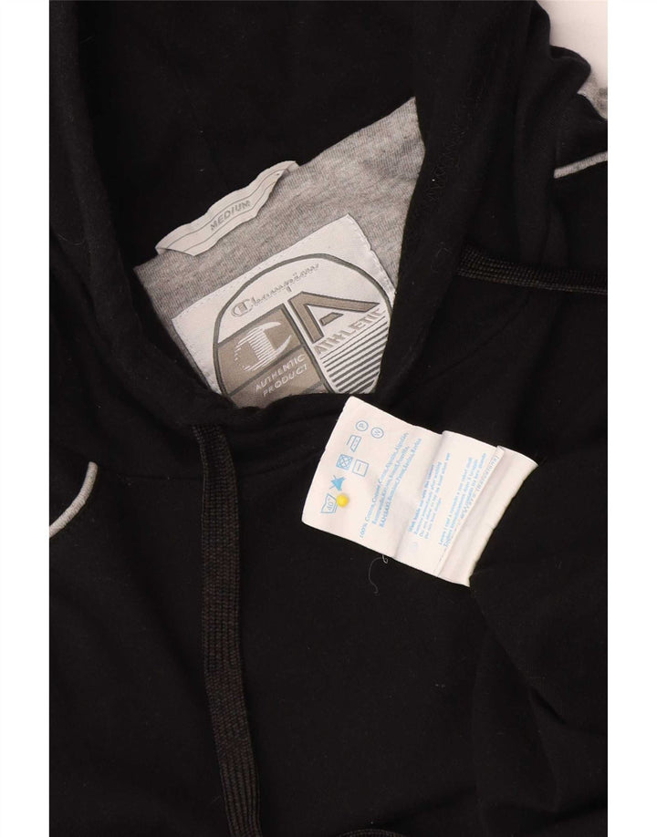 Champion Mens Hooded Top Long Sleeve Medium Black Colourblock Cotton