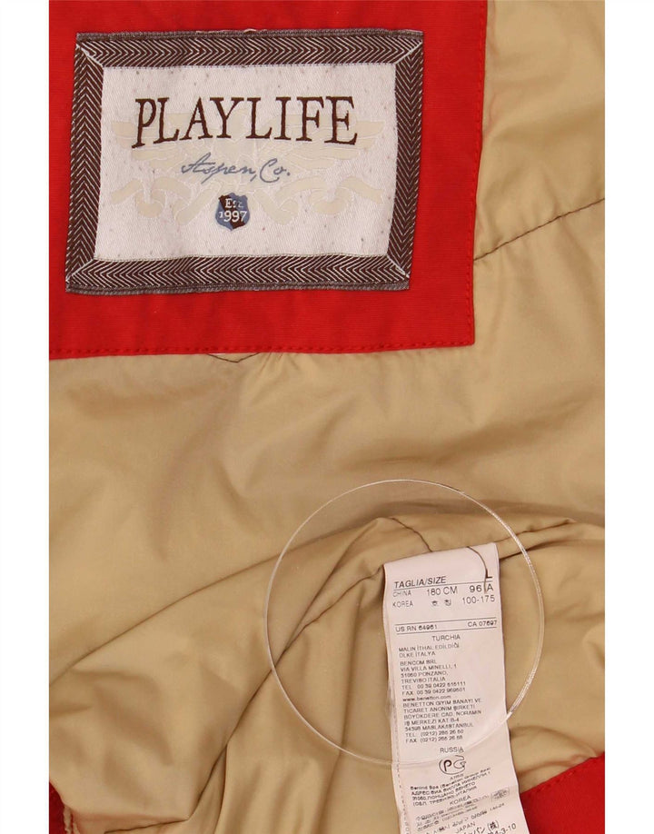 Playlife Mens Hooded Padded Jacket UK 40 Large Red Cotton