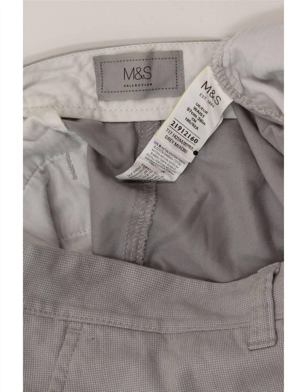Marks & Spencer Mens Chino Shorts W38 XL Grey Cotton