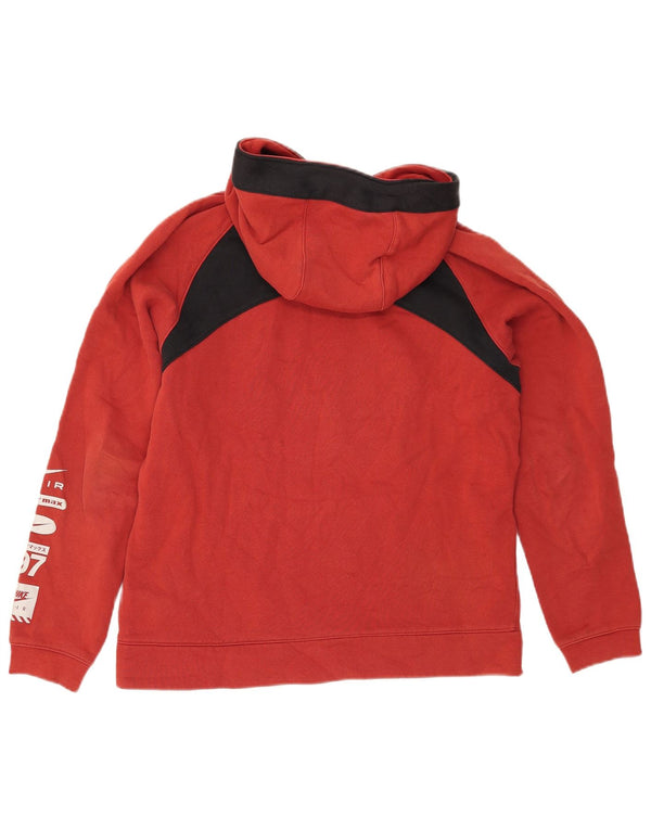 Nike Mens Graphic Hoodie Jumper Medium Red Colourblock Cotton