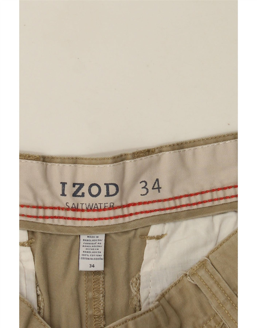 IZOD Mens Salt Water Cargo Shorts W34 Large Beige Cotton