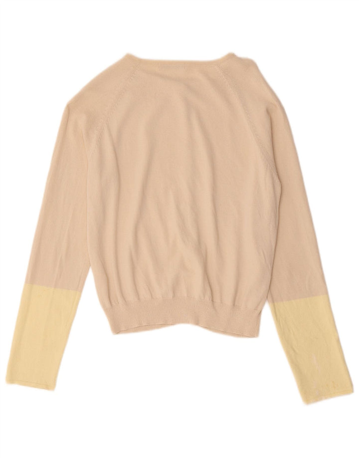 Marks & Spencer Womens Cardigan Sweater UK 16 Large Beige Colourblock