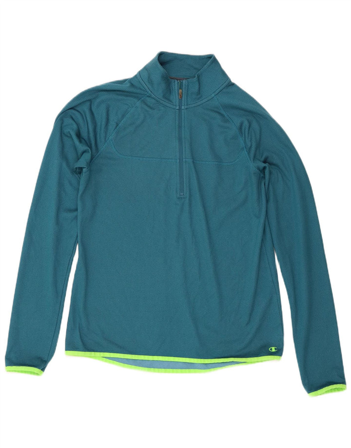 Champion Mens Zip Neck Pullover Tracksuit Top Large Blue Polyester
