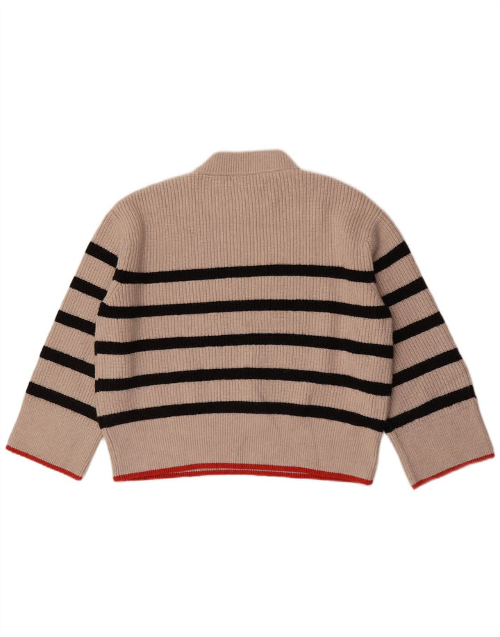 Zara Womens Oversized Crop Turtle Neck Jumper Sweater UK 10 Small Beige