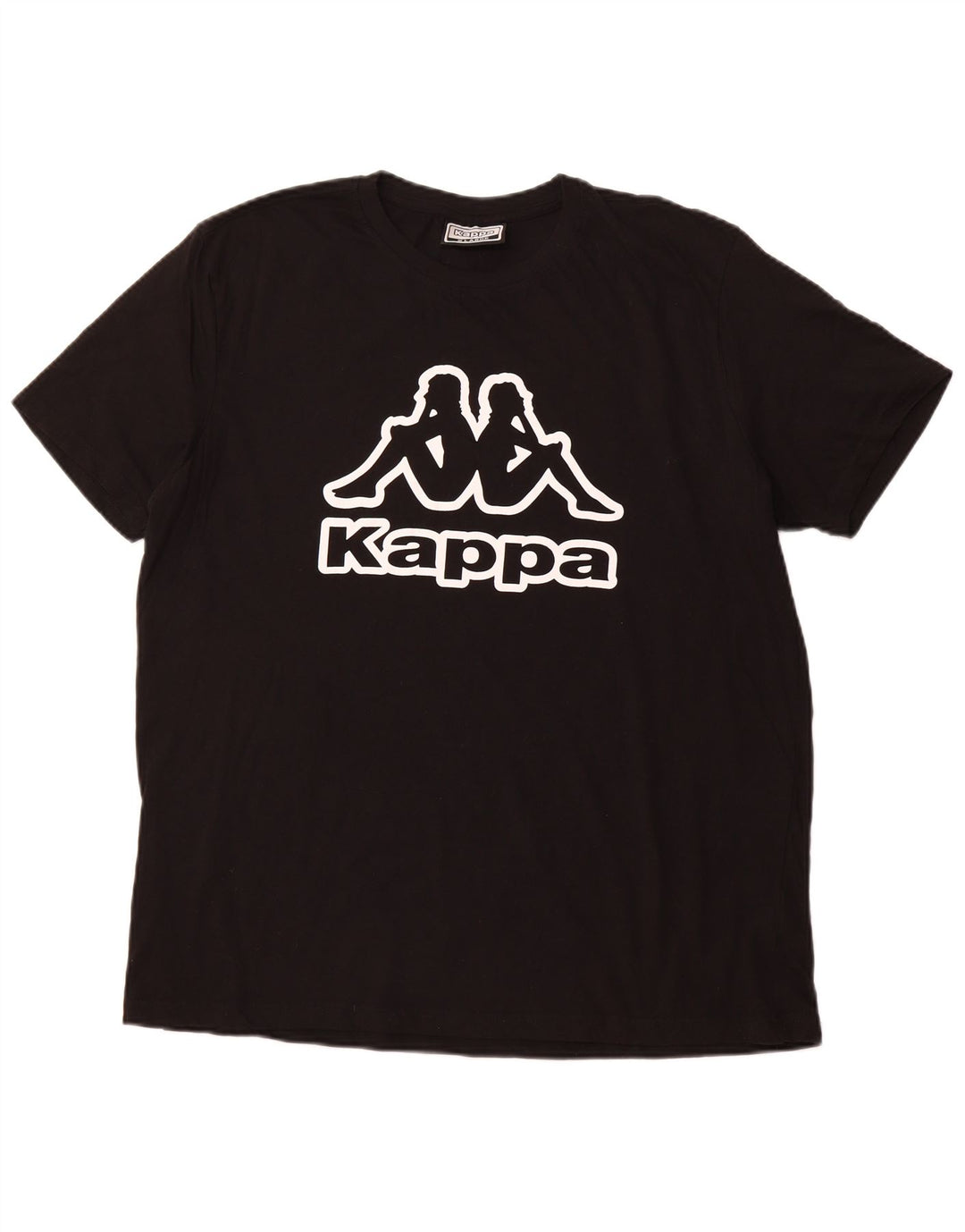 KAPPA Mens Graphic T-Shirt Top XL Black Cotton