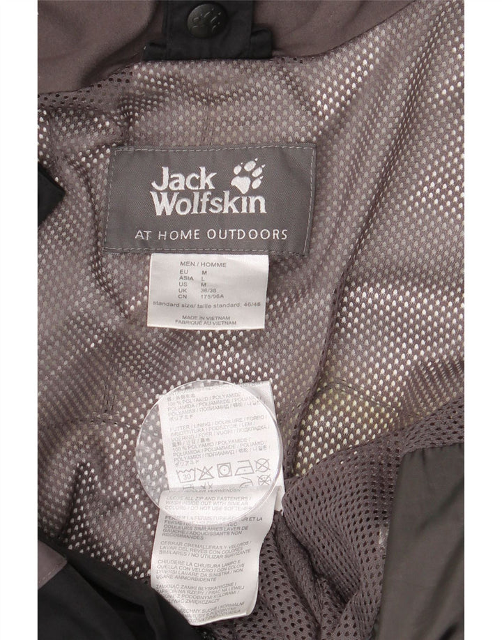 JACK WOLFSKIN Mens Hooded Rain Jacket UK 36/38 Medium Black Colourblock