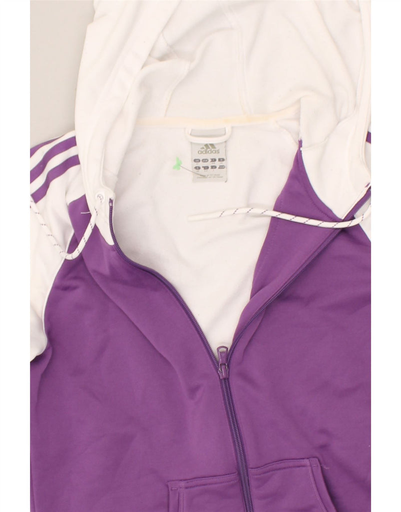 ADIDAS Womens Zip Hoodie Sweater UK 12 Medium Purple Colourblock Polyester | Vintage Adidas | Thrift | Second-Hand Adidas | Used Clothing | Messina Hembry 