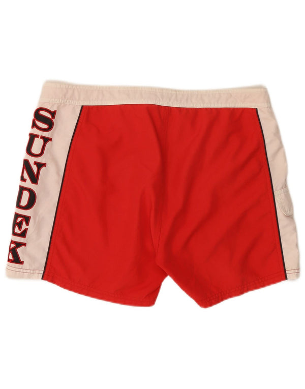 Sundek Mens Graphic Swimming Shorts Large  Red Colourblock