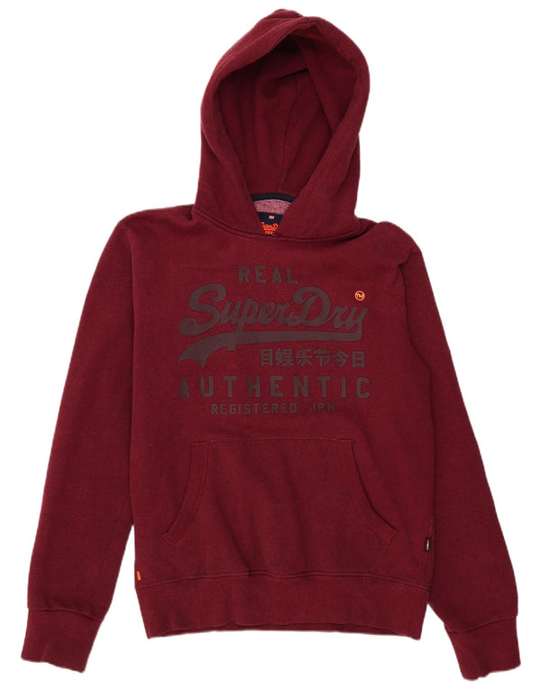 SUPERDRY Mens Graphic Hoodie Jumper Medium Burgundy Cotton
