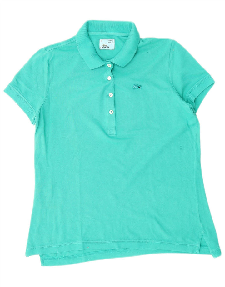 LACOSTE Womens Polo Shirt Size 42 Large Turquoise Cotton