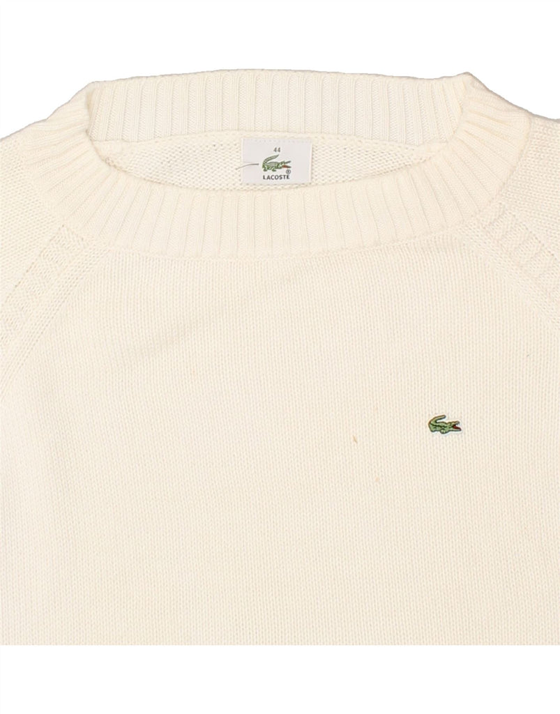 LACOSTE Womens 3/4 Sleeve Boat Neck Jumper Sweater Size 44 Large White | Vintage Lacoste | Thrift | Second-Hand Lacoste | Used Clothing | Messina Hembry 