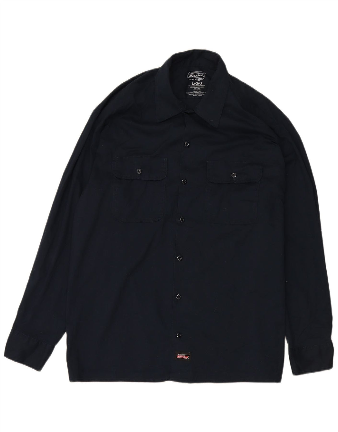 DICKIES Mens Genuine Shirt Large Navy Blue Polyester