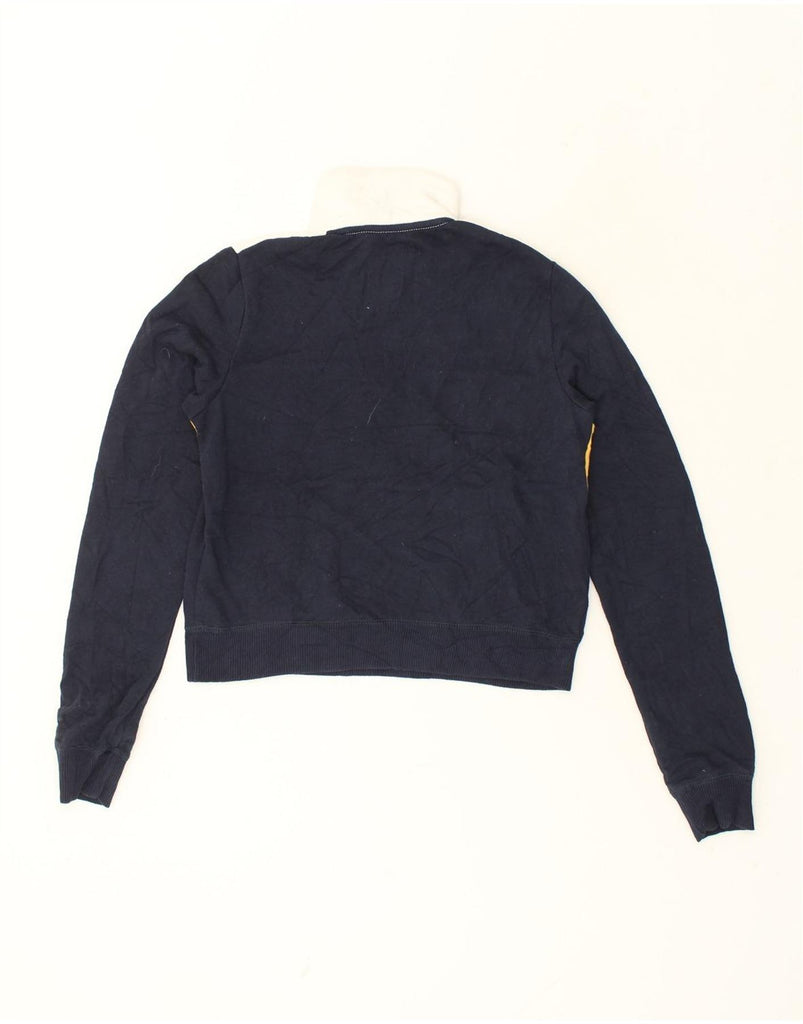 HOLLISTER Womens Crop Zip Neck Sweatshirt Jumper UK 6 XS Navy Blue | Vintage Hollister | Thrift | Second-Hand Hollister | Used Clothing | Messina Hembry 