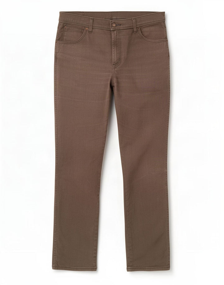 Wrangler Mens Regular Straight Jeans W36 L34 Brown Cotton