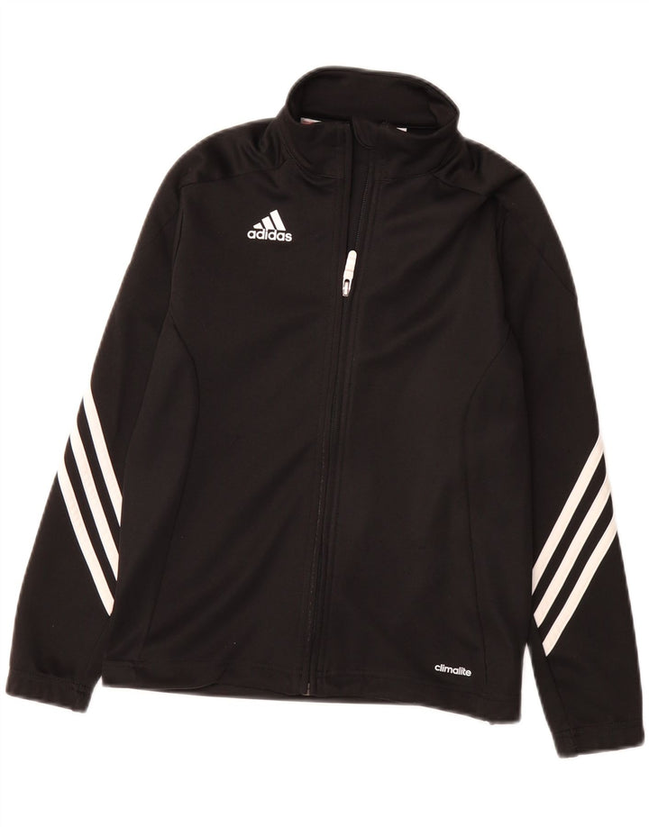 ADIDAS Boys Climalite Tracksuit Top Jacket 9-10 Years Black Polyester Vintage Adidas and Second-Hand Adidas from Messina Hembry 
