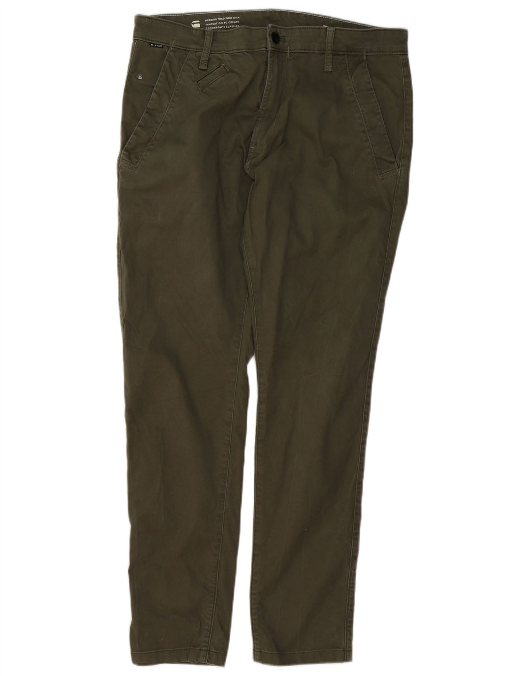 G-STAR Mens Slim Fit Chino Trousers W34 L30 Khaki Cotton