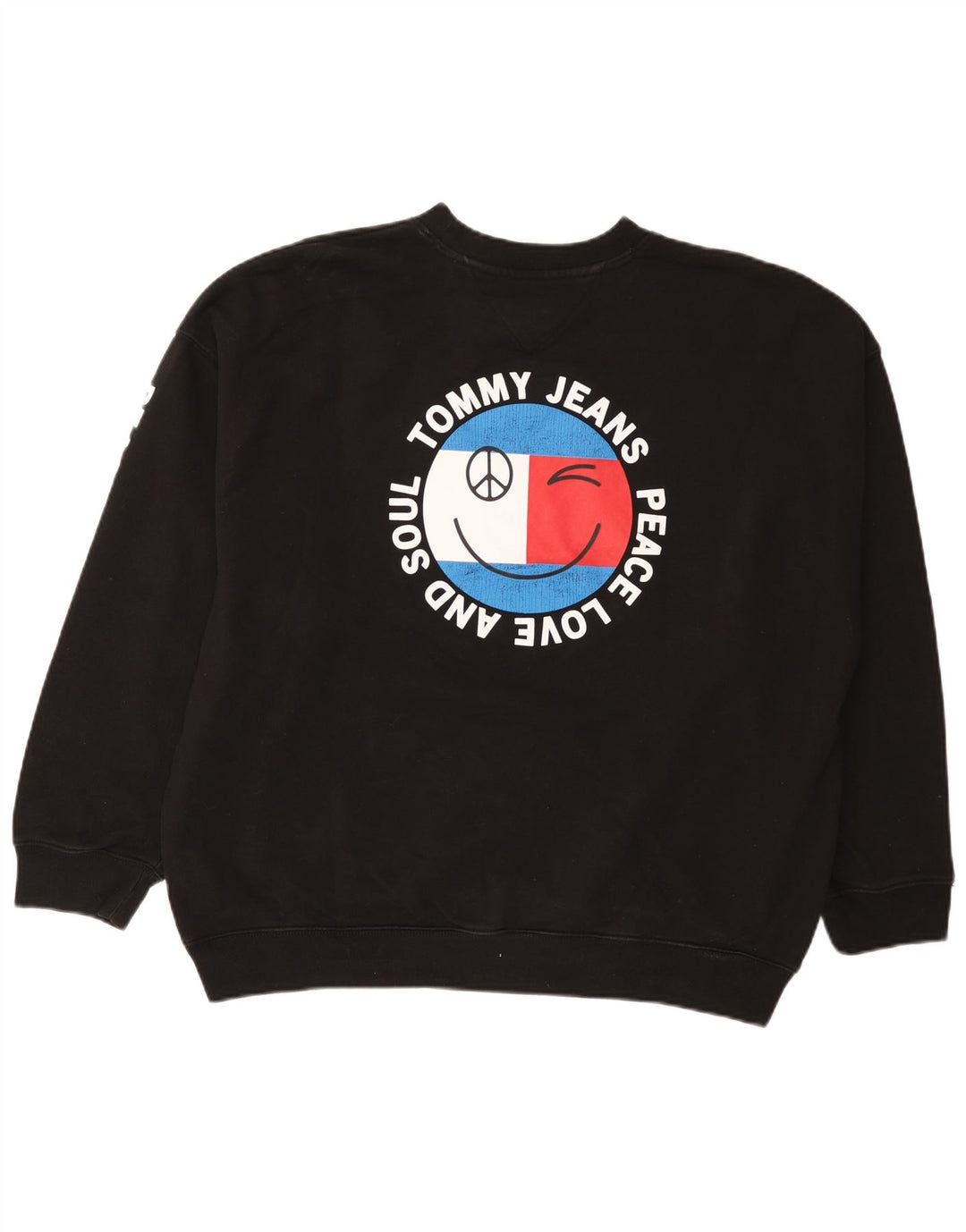Tommy Hilfiger Mens Graphic Sweatshirt Jumper Large Black Cotton