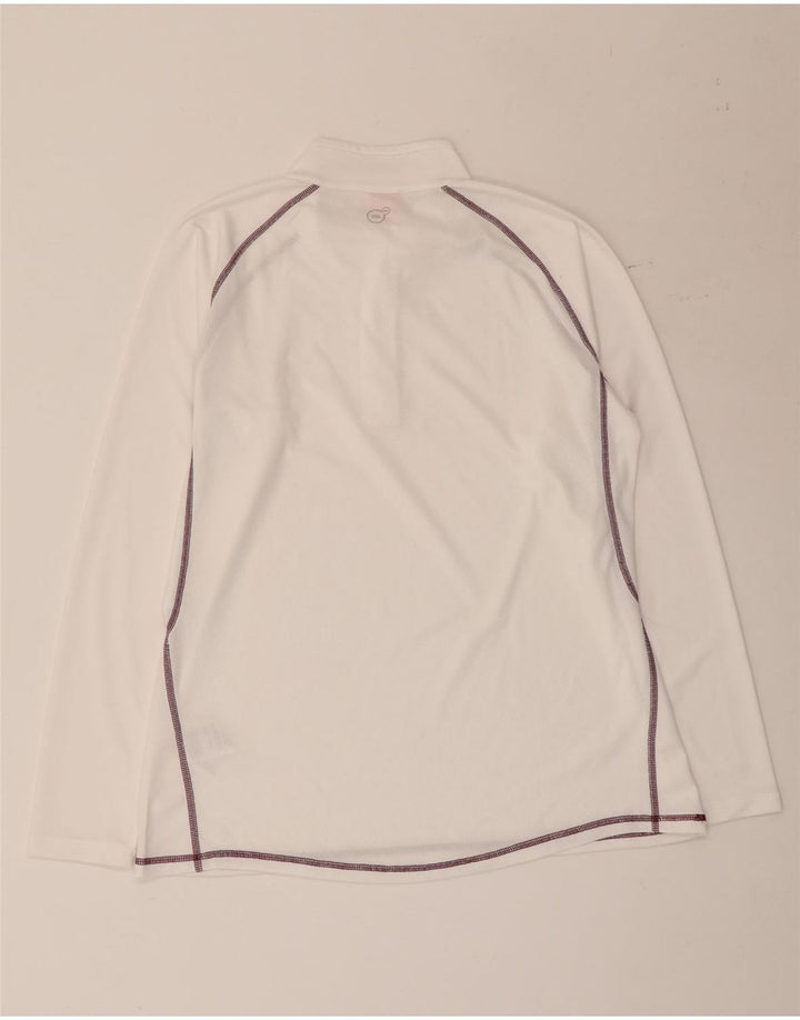 Puma Womens Zip Neck Pullover Tracksuit Top UK 16 Large White Polyester