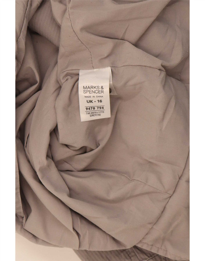 Marks & Spencer Womens Short Sleeve 2 Button Blazer Jacket UK 16 Large Grey
