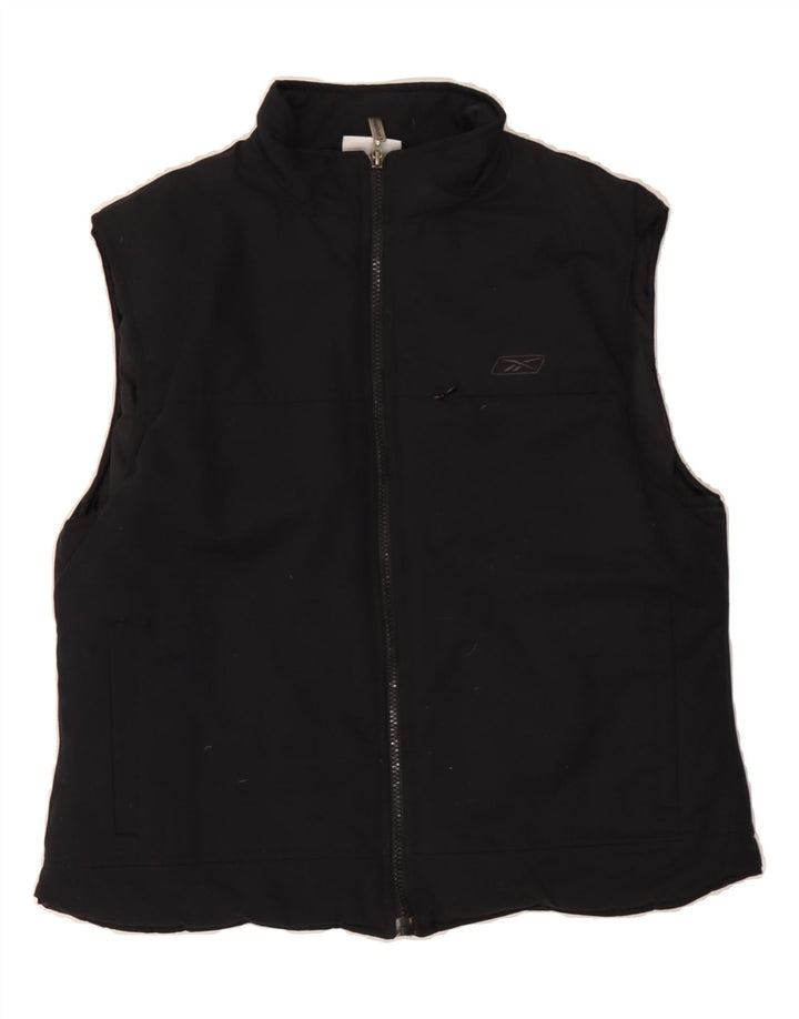 REEBOK Womens Gilet UK 16 Large Black Polyester Vintage Reebok and Second-Hand Reebok from Messina Hembry 