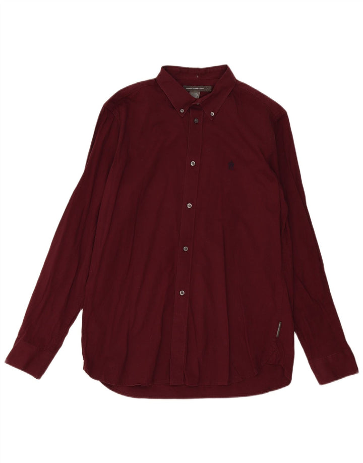French Connection Mens Shirt Large Burgundy