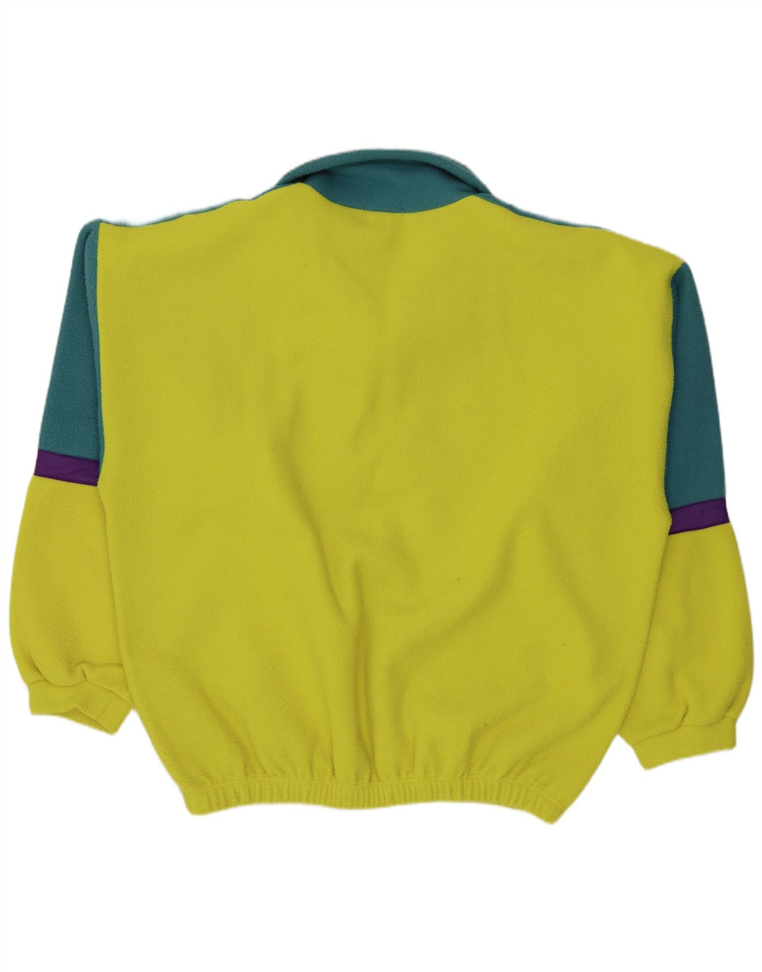 Alaska Mens Zip Neck Fleece Jumper XL Yellow Colourblock Polyester