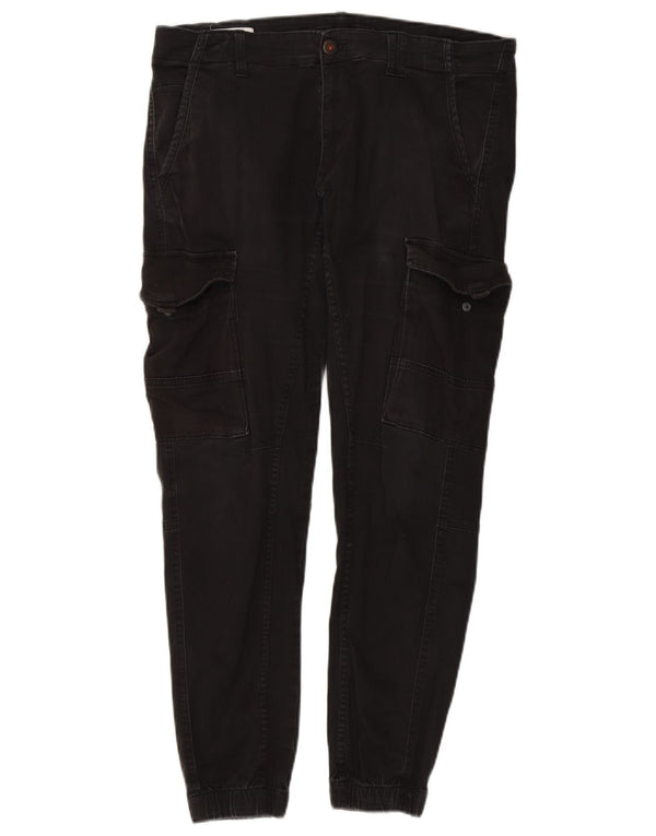 Jack & Jones Mens Joggers Cargo Trousers W34 L29 Black Cotton