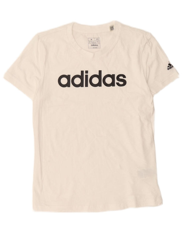 Adidas Womens Graphic T-Shirt Top UK 12 Medium White Cotton