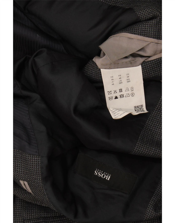 Hugo Boss Mens 2 Button Blazer Jacket EU 48 Medium Grey Wool