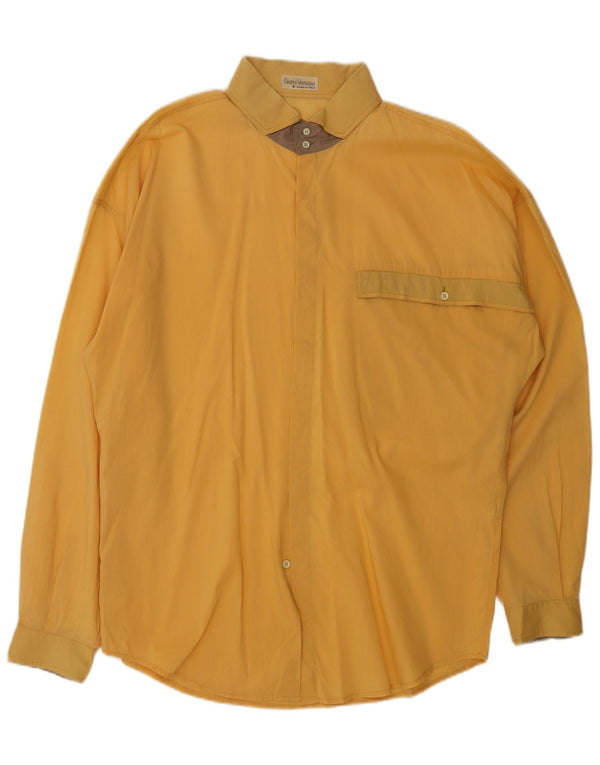 Gianni Versace Mens Shirt IT 48 Medium Yellow Cotton