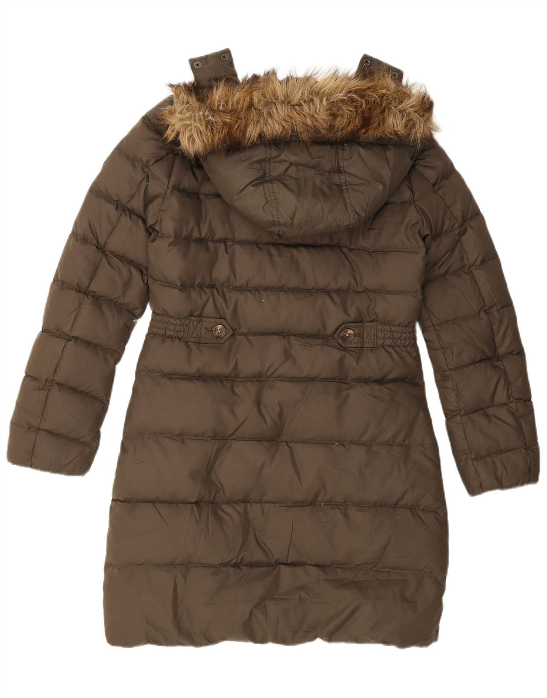 Tommy Hilfiger Womens Hooded Padded Coat UK 10 Small Khaki Polyester