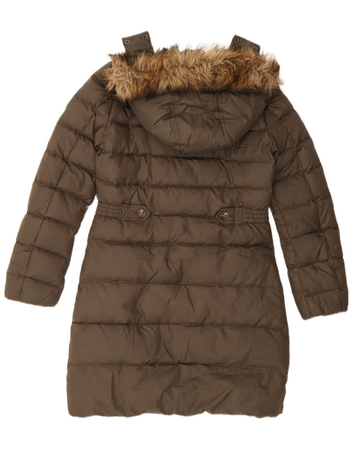 Tommy Hilfiger Womens Hooded Padded Coat UK 10 Small Khaki Polyester