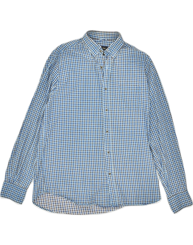 MASSIMO DUTTI Mens Tessuto Italiano Shirt Large Blue Check Cotton | Vintage Massimo Dutti | Thrift | Second-Hand Massimo Dutti | Used Clothing | Messina Hembry 