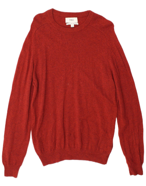 Marks & Spencer Mens Boat Neck Jumper Sweater Large Orange Wool